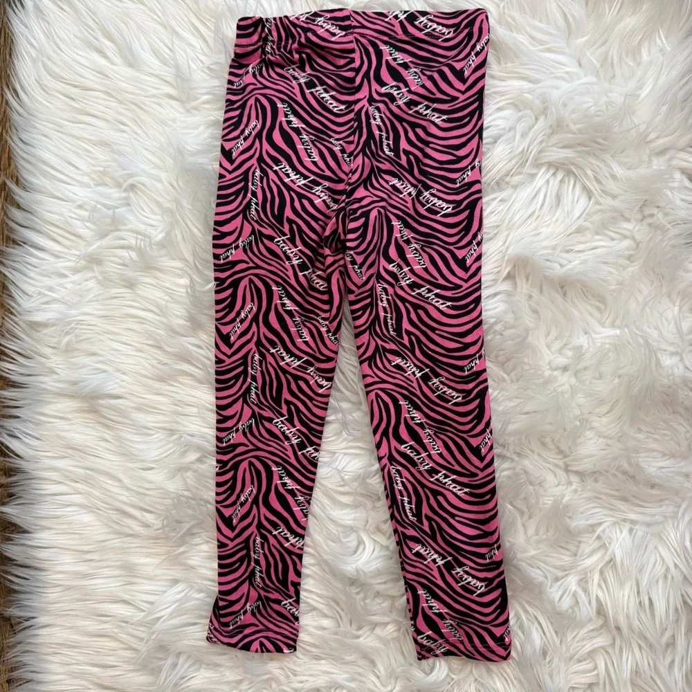 Baby Phat Girls Size 4 Gray‎ Hoodie Pink Zebra Leggings 2 Piece Set NWT